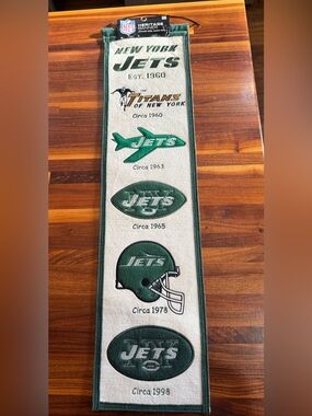 Vintage NFL New York Jets Heritage Banner Wool 32” x 8”